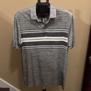 Hart Schaffner Marx Black and White Striped Polo Shirt